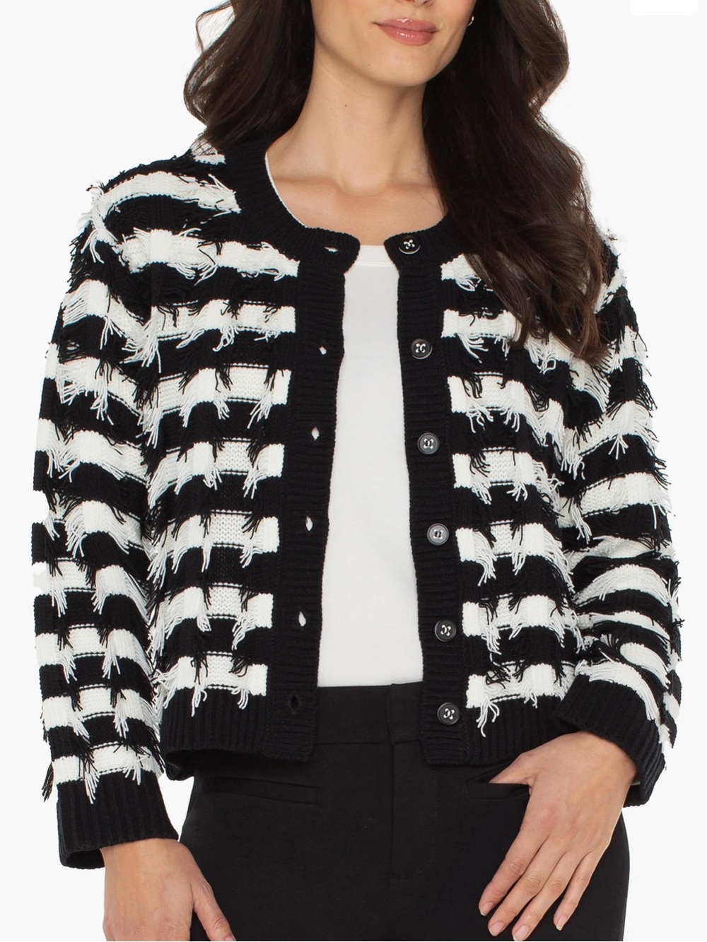 Liverpool Los Angeles Fringe Detail Stripe Sweater